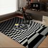 Black And White Stripes With Shield Printed Office Carpet Chair Cushion  Entryway Rug, Rugs for Living Room, Bedroom Christmas gifts