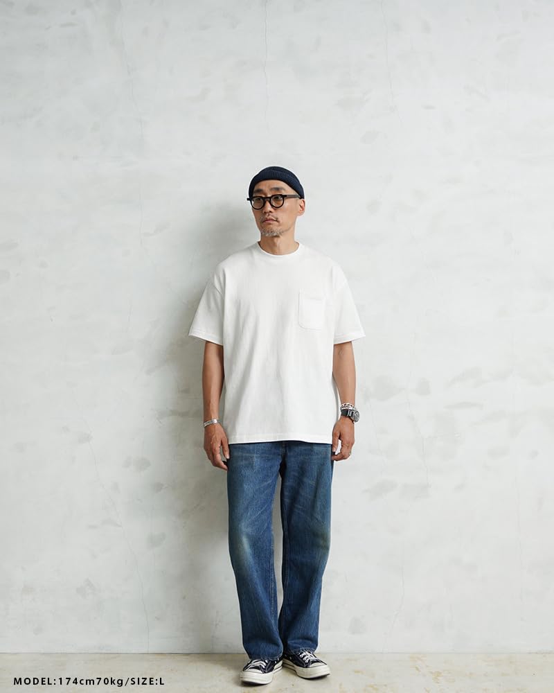 WAIPER Crew Neck Short Sleeve Pocket Made In Japan 1-Pack T-Shirt, [WP1110] (JP, Alphabet, XL, Black)