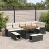 9-piece Garden Sofas with Black Cushions In Poly Rattan Acacia 3364095