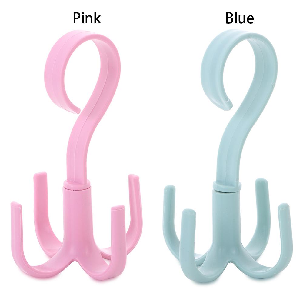 Hook Tie Holder Cloth Rack Nail-free 4 Hook Plastic Hanger Rotating Four-claw Hook Multifunction