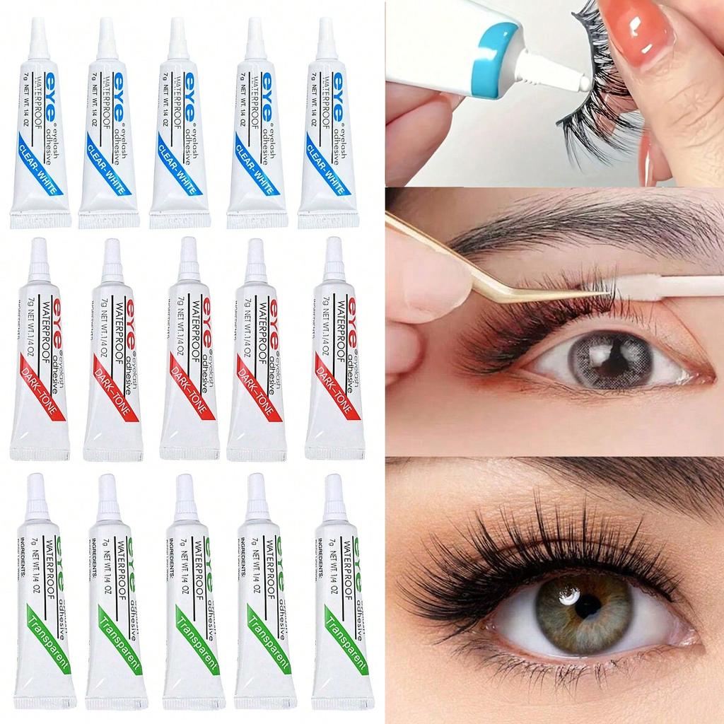 1/3/5 Pcs Eyelash Glue, Available In White/Black/Transparent, Bundled With 7g Eyelash Extensions. Qu