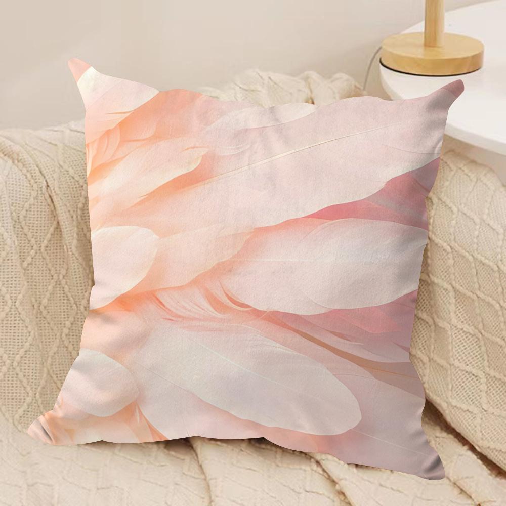 Luxury Pink Feather Print Cushion Cover Soft Plush Throw Pillow Cover DoubleSided Cushion Case Cozy Sofa Home Decor