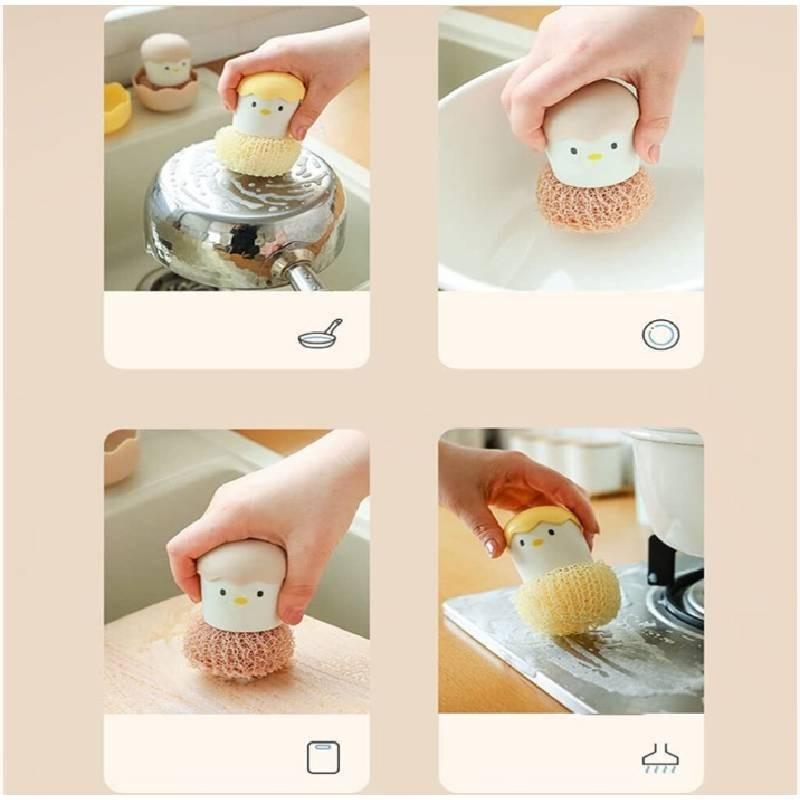 High-quality Nano Cleaning Brush With Handle For Pots And Dishes Cute And Detachable Eggshell Design