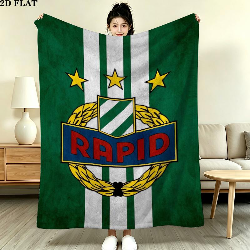 Sk Rapid Wien Print Flannel Blanket, High quality Comfortable for All Seasons, Home Decor, Warmth and Comfort, Perfect for Christmas Gifts
