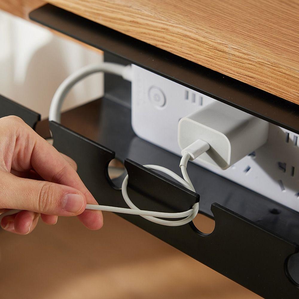 Durable Fixed Cable Organizer No Punching Save Space Under Desk Cable Management Tray Socket Strip Holder For Office and Home