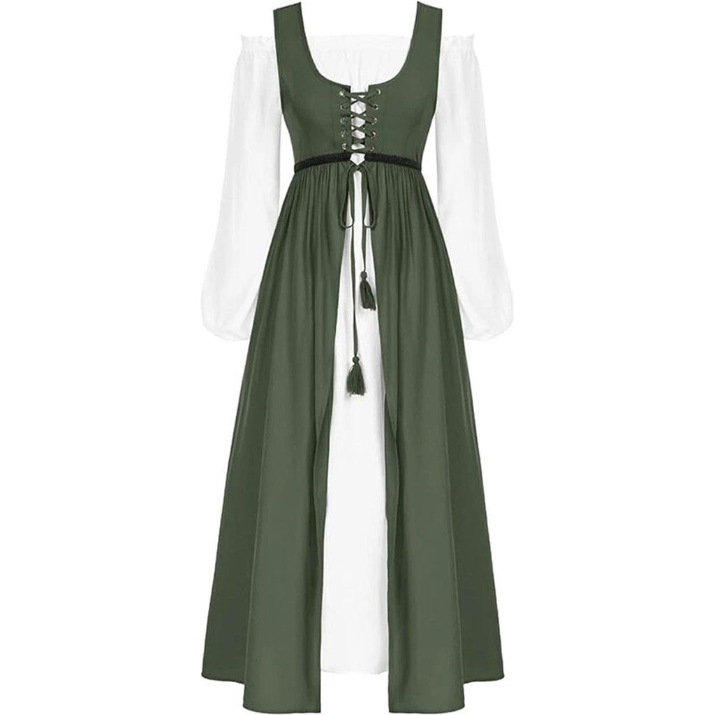 Women's Long Sleeve Dress Fall Casual T Shirt Loose Fit Pleated Front Dresses With Pockets