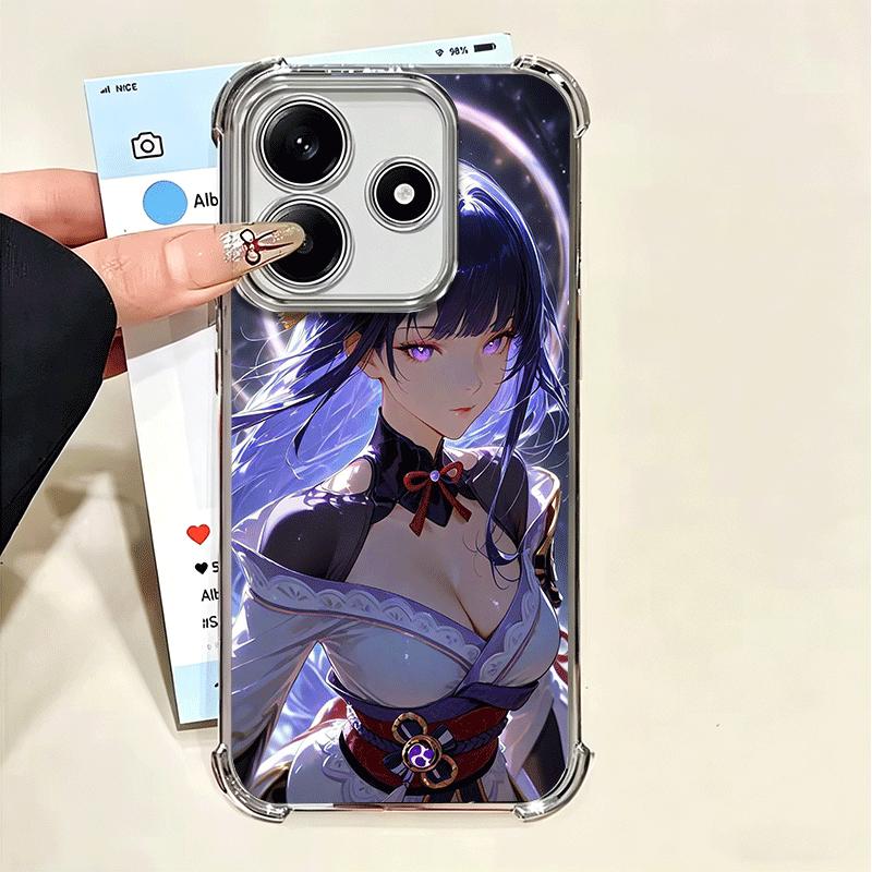 Genshin Impact Raiden Shogun Plating Phone Case For Xiaomi Poco X5 X6 X7 X8 Pro Max F8 Ultra F7 M8 M7 M5S Redmi 15C 15 14C 13C 1