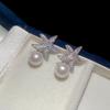 Crystal Starfish Pearl Stud Earrings Ocean Style Starfish Starfish Ear Studs  Women
