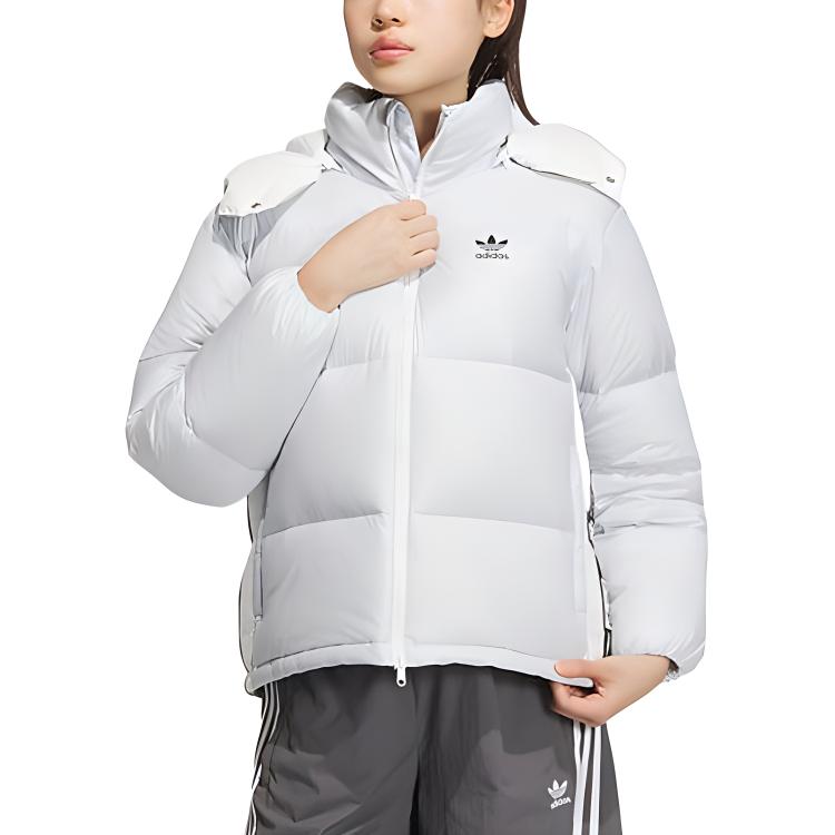 Adidas Originals Removable Hood Comfortable Casual Versatile Down Jacket Women Jacket White JD3783