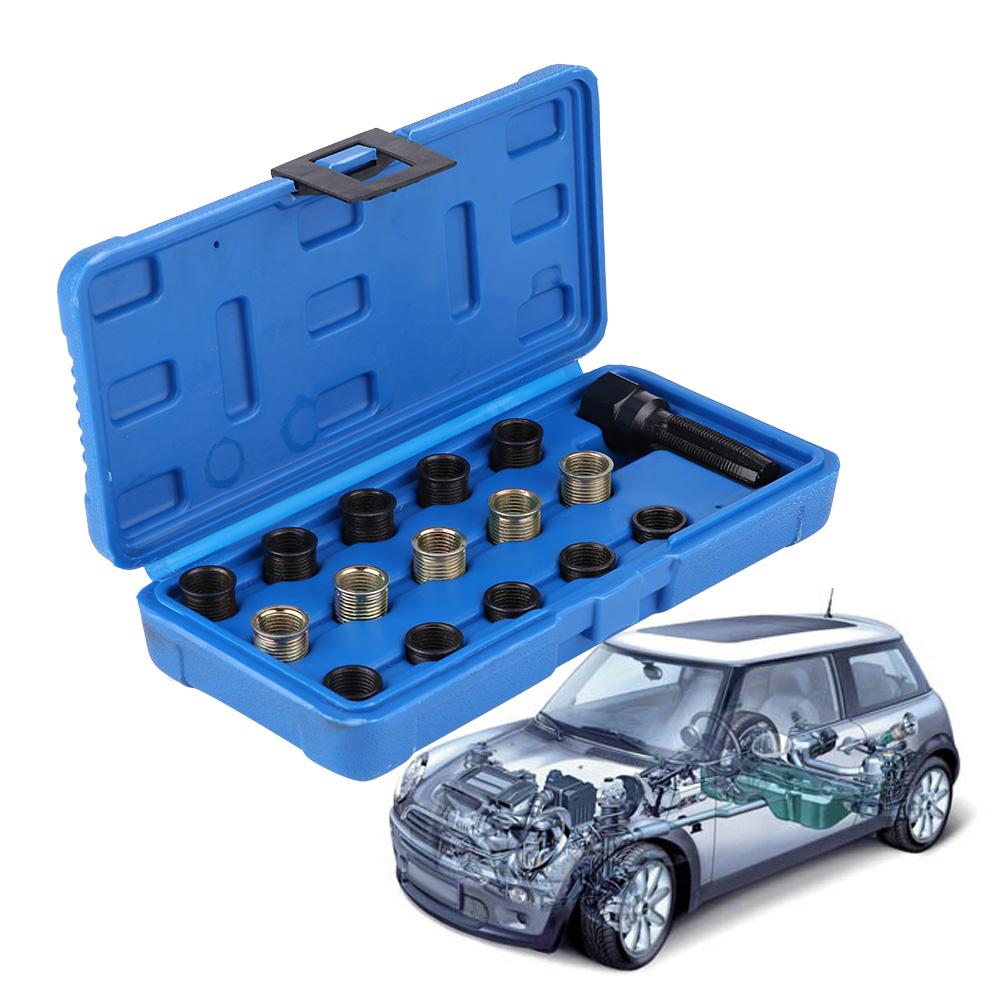 16Pcs 14mm x 1.25 Spark Plug Thread Repair Tool Kit M16 Tap W  Portable Case