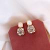 S925 Silver Needle Retro New Net Red Temperament Black Square Rhinestone Personality Wild Earrings Female Jewelry Oorbellen