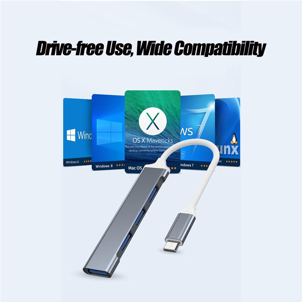 Hub USB 3.0 de 4 puertos Hub de puerto USB Divisor Tipo C de alta velocidad 5 Gbps Para accesorios de ordenador PC HUB multipuerto 4 puertos USB 3.0 2.0