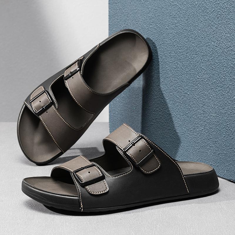 Fashion Summer Handmade Leather Slippers Fashion Trendy Men's Flip-flops Outdoor Breathable Half Drag Comfortable Men's Simple Sandals