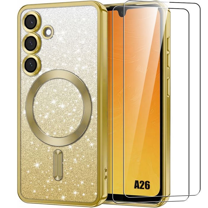 Coque de protection - BOOLING - pour Samsung Galaxy A26 5G - Silicone souple - Anneau magnétique - 2 verres trempés