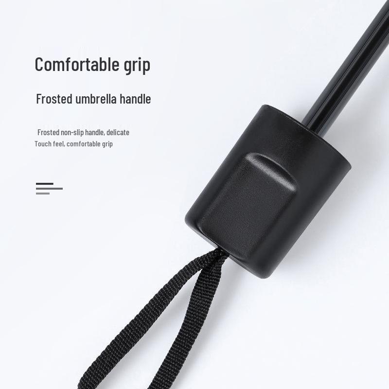Triple-Fold Forest-Style Umbrella with 8 Ribs, Thick Black Coating for Sun Protection & Rain Shade