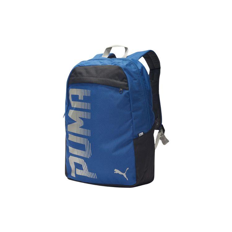 Puma Sports Fashion Letter Pattern Printed Zipper Closure Fabric Backpack Unisex Backpack Bright-Blue 074714-02 Bright Blue