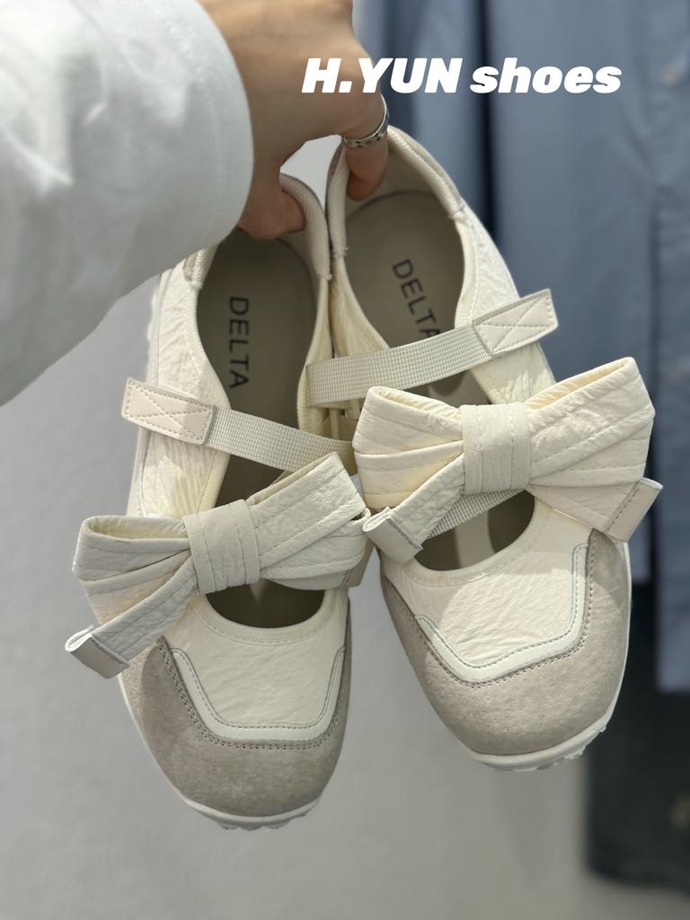 Dopamine style bow shallow mouth Mary Jane single shoes women's summer style o design ballet
