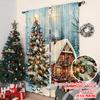 2ks 2D plochý tisk Veselé Vánoce Scénické závěsy Vánoční chata Látka pratelná v pračce Bez elektřiny Jarní párty &