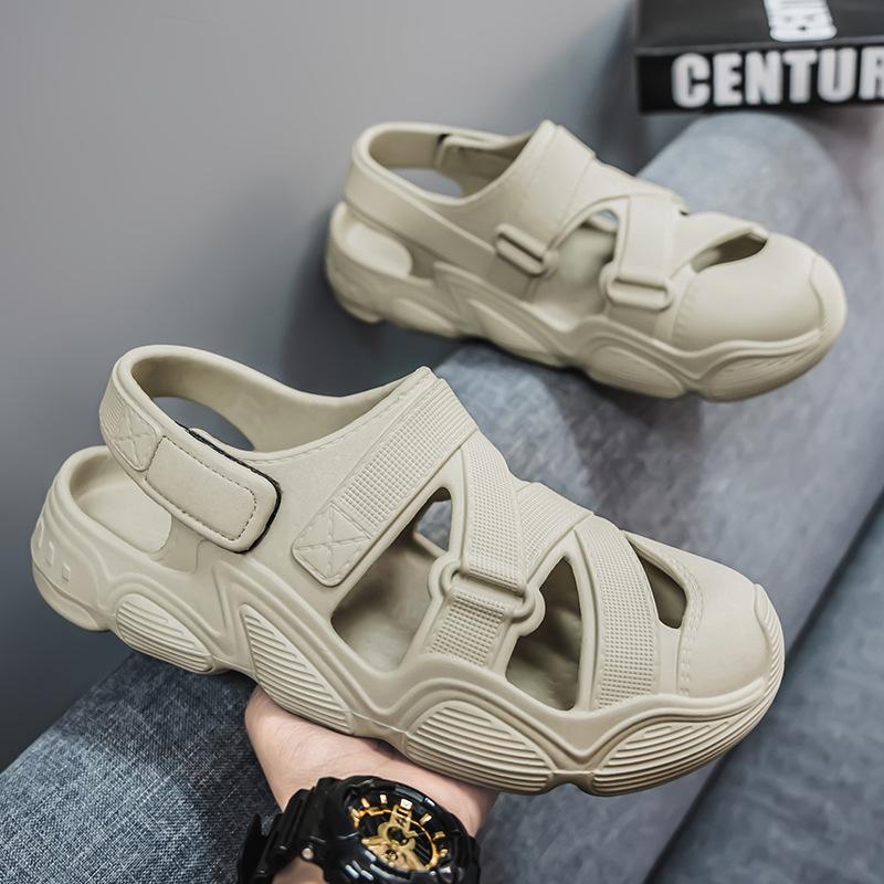 Trendy Soft Comfortable Sole EVA Sports Sandals, Round Toe Wear Resistance Non Slip Slides Sandals Casual Versatile Outdoor Beach Slippers