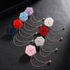 Men Wedding Brooches Cloth Art Handmade Rose Flower Brooch Lapel Pin Badge Tassel Chain Men'S Suit Accessories Groom Boutonniere