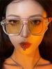 Fashion Vintage Square Sunglasses Women Big Frame Clear Yellow Sun Glasses Frame Summer Traveling Retro  Feminino