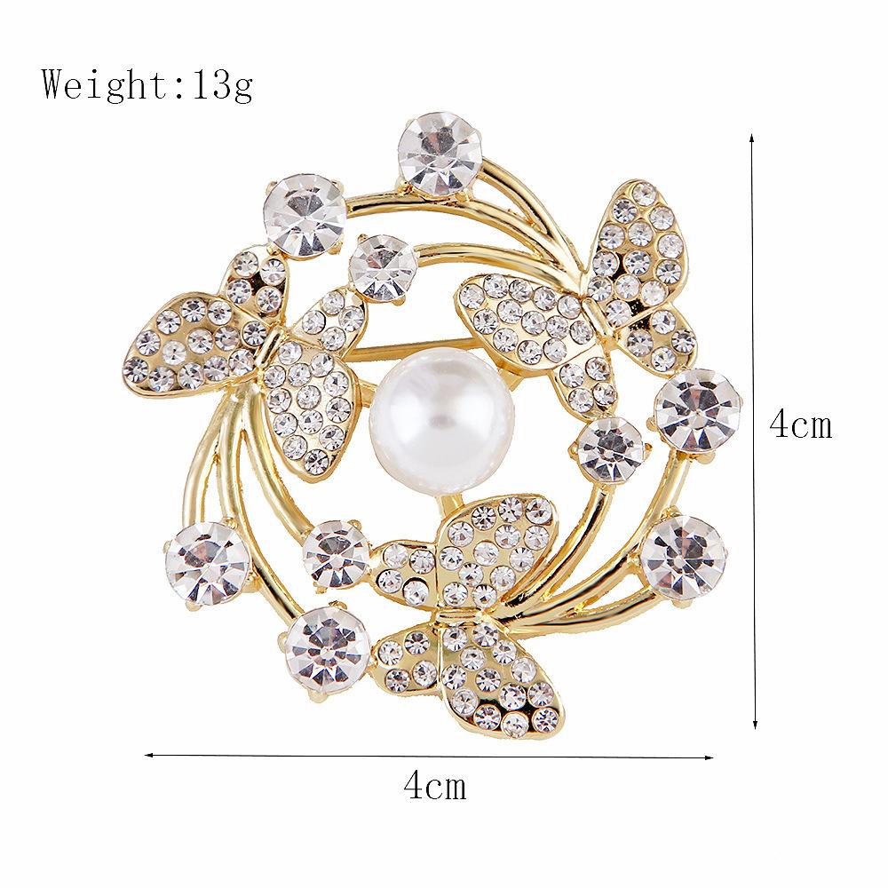 Fashion Environmental Strife Three Butterfly Wreath Pearl Brooch Female Clothing Accessories Fade-proof Long-Lasting Color Exquisite Brooch BFF Gift