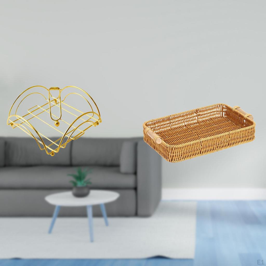 Weighted Arm Napkin Dispenser And Woven Fruit Basket Snack Bowl for Table Storage in Hotel Bar