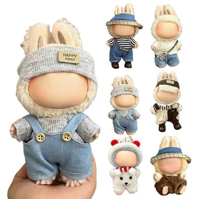 17cm Doll Clothes Set Hat Overalls Doll Outfit Playtime Doll Attire