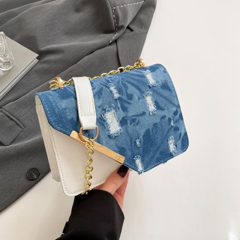 Trendy Denim Crossbody Bags for Women Shoulder Bag Fashi Versatile Chain Purse and Handbags Small Square Bag Designer Bag Sac