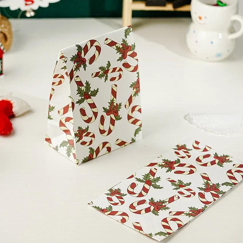

5 шт. Рождественский подарок Белая крафт-бумага Подарочные пакеты Рождественская елка Снеговик Лось Праздничная атмосфера Печенье Конфеты Упаковочные пакеты 12x23cm