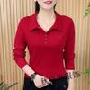 Women S Long Sleeve Polo Shirt Casual Slim Fit Solid Color Top