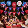 22 Pcs Patriotic Red Blue White Party Decoration Set Patriotic Banner Flags Balloons for 4th of July