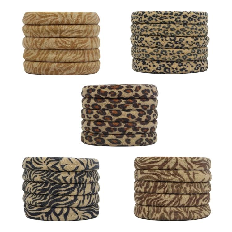 Leopard Pattern Hair Tie Elastic Scrunchies Fashion Towel Rings Hair Rope for Women Girl Daily Use Hair Ornament 5pcs