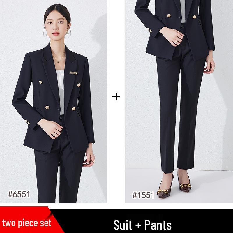 Women's Professional 2025 High-End Blazer Pant Suit Set for Workplace Interviews - Spring Collection
