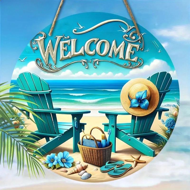 2D Flat Hanging Decorative Metal Sign Hand Painted Art