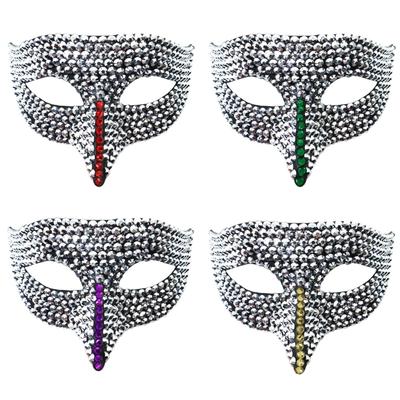 Masquerade Mask Rhinestones Eye Mask Elastic Head Strap Masquerade Costume Accessory For Men Women Halloween Cosplay