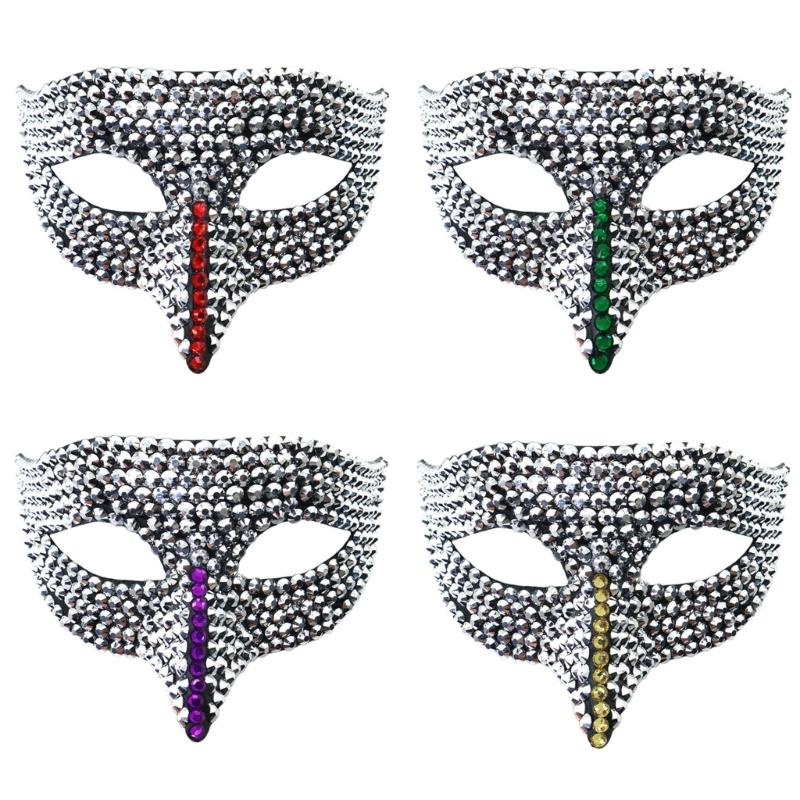 Rhinestones Masquerade Mask Half Face Mask Halloween Party Mask Masquerade Eye Mask For Men Women Masquerade Cosplay