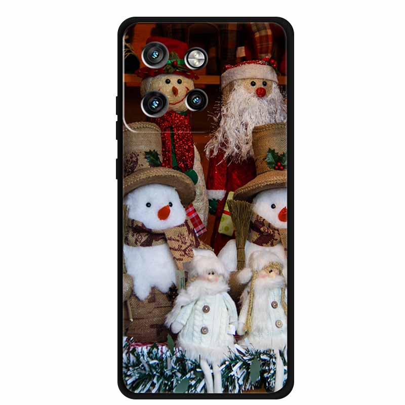 Christmas Cover For Motorola Moto G75 5G Black Silicone Cases TPU Santa Claus Christmas Tree Cover Deer For Moto G75 5G TPU case