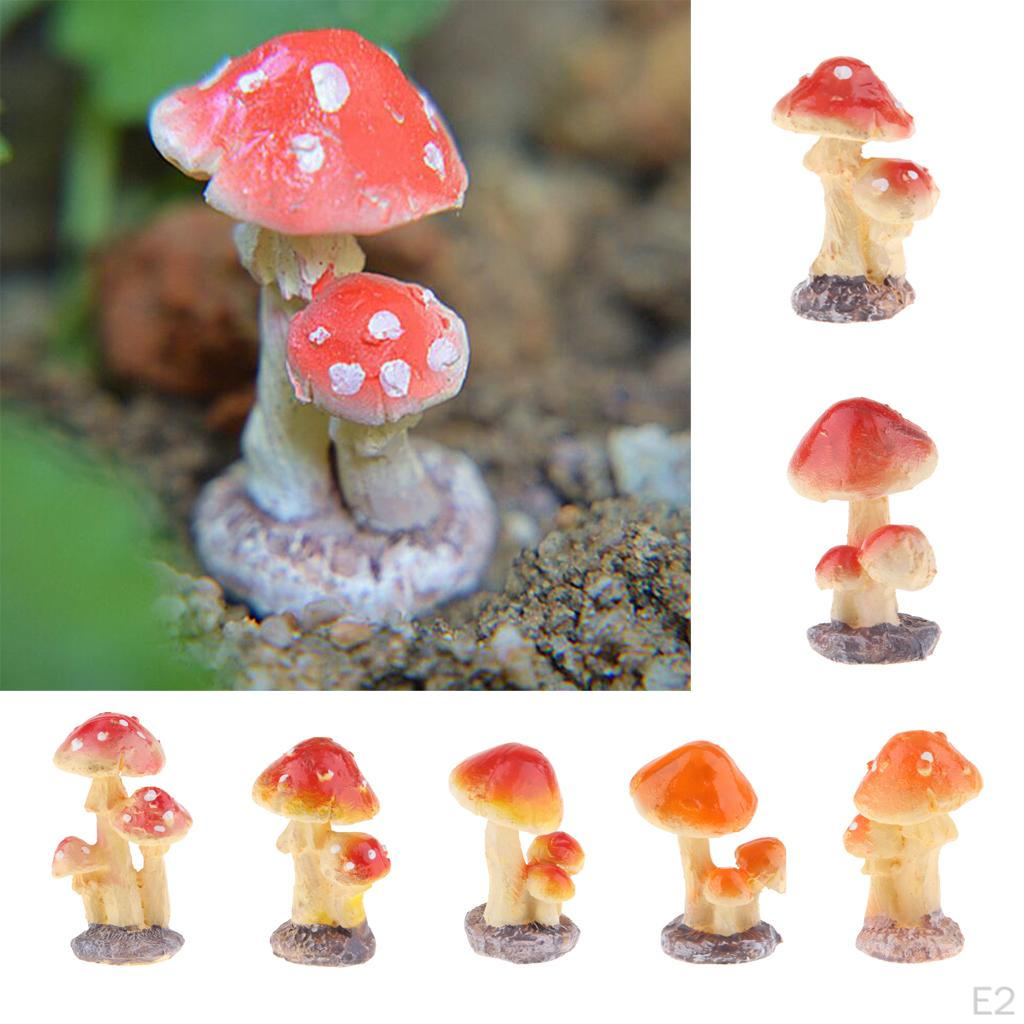 Cute Mushroom Statue Resin For Terrarium Fairy Garden DIY Ornaments