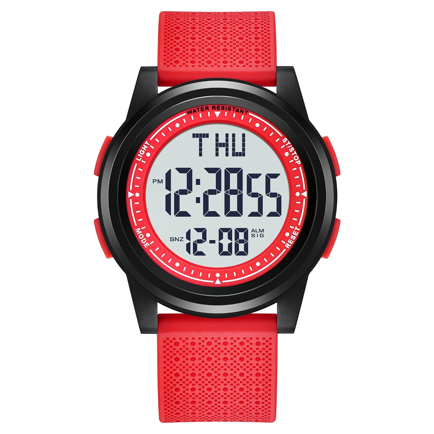 Digital watch mens sports ultra-thin simple unisex waterproof multifunctional date day alarm stopwatch LED light time zone switching wristwatch comes