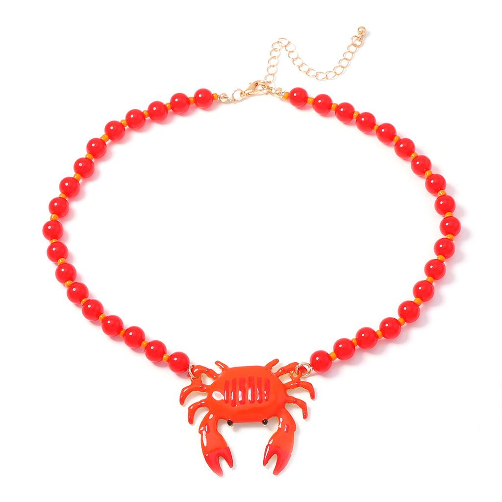 Summer fun ocean wind crab pendant beaded necklace fresh contrasting colors personalized vacation travel women's models