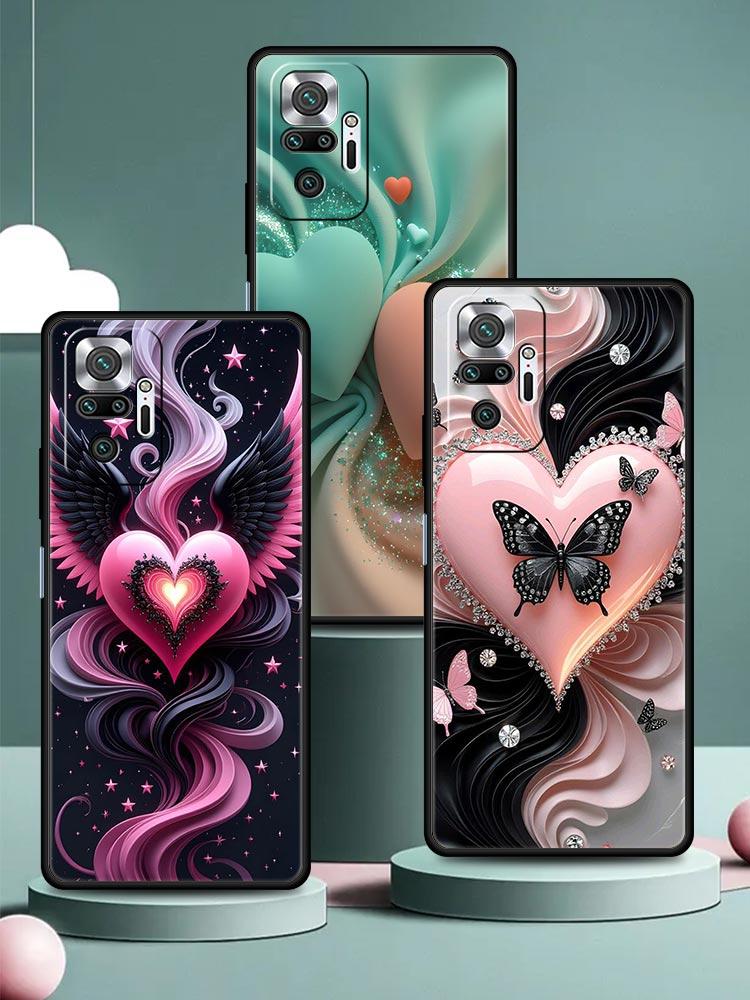 Colored Love Heart Printed Phone Case Cover for Redmi 14C 10C Note 15 14 13 12 10 11 K40 Pro Plus 5G Shockproof Soft TPU Shell