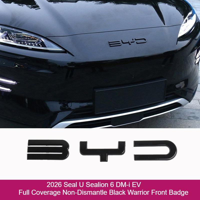 For BYD Seal U Sealion 6 DM-i EV Song PLUS Car Black Front Badge Sticker Black Rear Emblem Black Warrior Car Modification Logo
