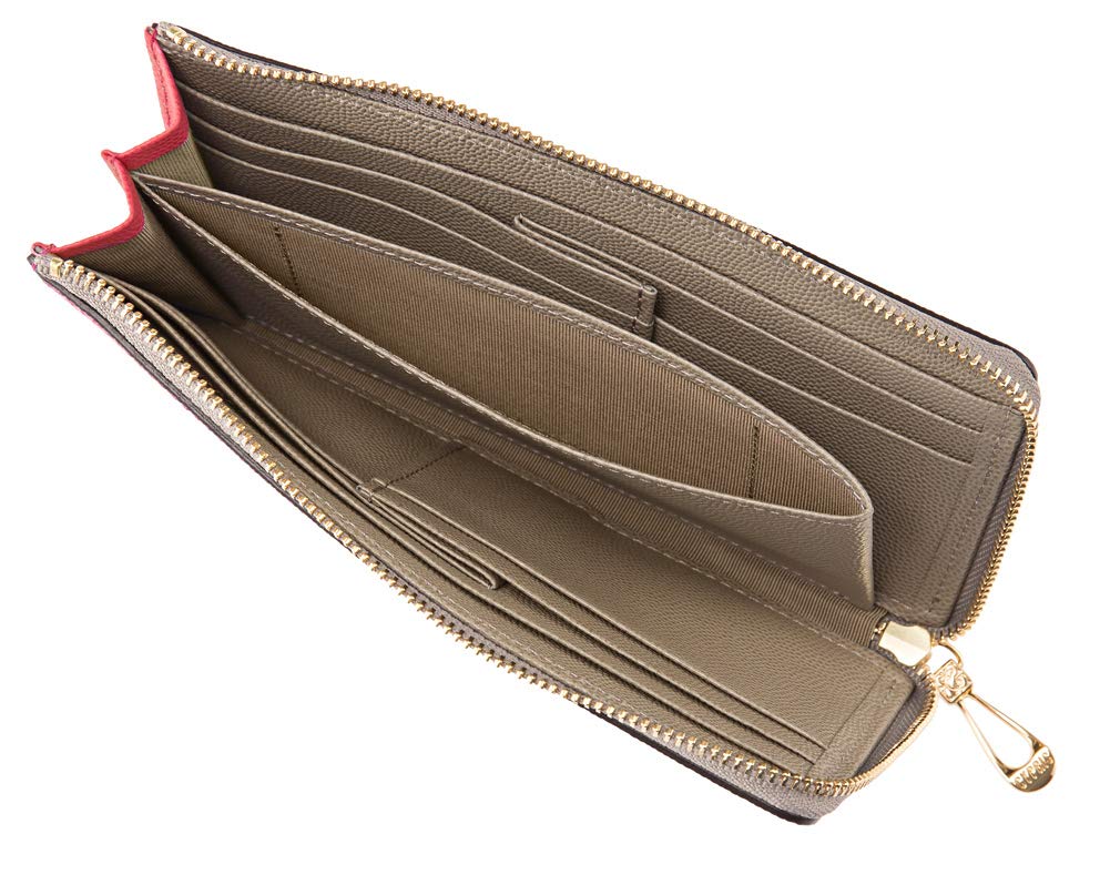 CYPRUS Grano Works Long Wallet with Round Rose Pink and Perfect Gift for or Any Other L-Shaped Zipper, Compact, Women's Leather, Gray, 8725, Father's