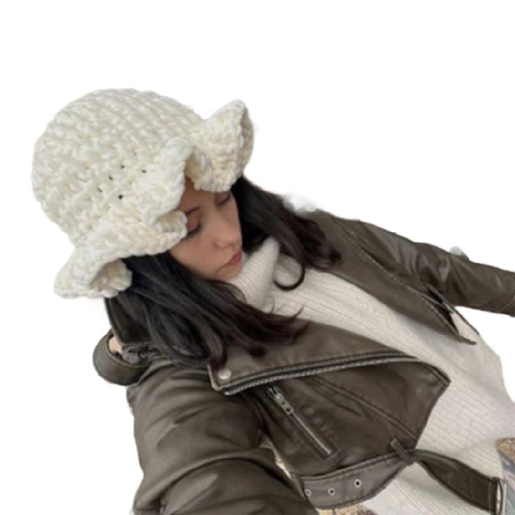 Mädchen Übergroßer Hut Handgewebter Hut Handgewebte Rüschen für Urlaub Foto-Requisiten