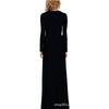 Floor-length Dress Classic Long-sleeved V-neck Solid Color Sexy Dress