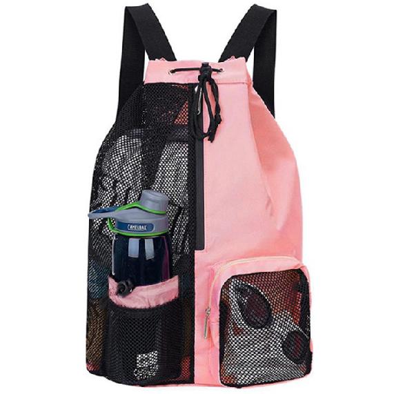Neue Schwimmtasche Netz-Rucksack mit Kordelzug Gürtel Nassbeutel Strandrucksack Fitnessstudio und Trainingsausrüstung