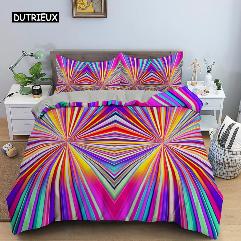 Abstract Duvet Cover Set King Microfiber Blue Psychedelic Bedding Set 2/3 Pcs Queen Size Warped Space Theme Twin Comforter Cover