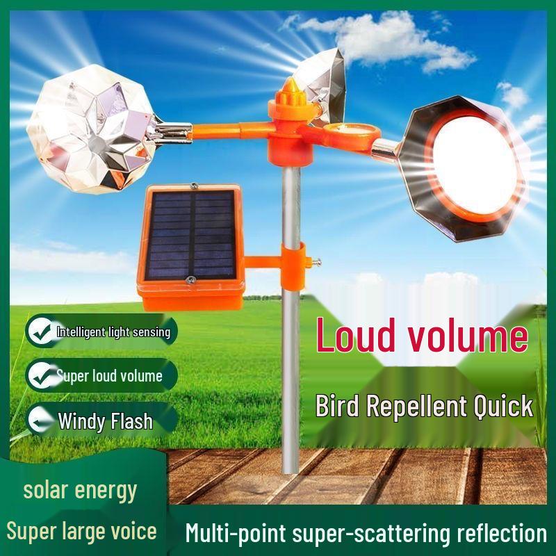 Solar & Wind Powered Bird Repellent for Farms and Orchards