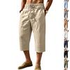 Pantaloncini da Spiaggia Casual da Uomo in Lino con Coulisse Vita Elastica Pieghettati Vestibilità Larga Lunghezza 3/4 per Sport Estivi Attività all'Aperto